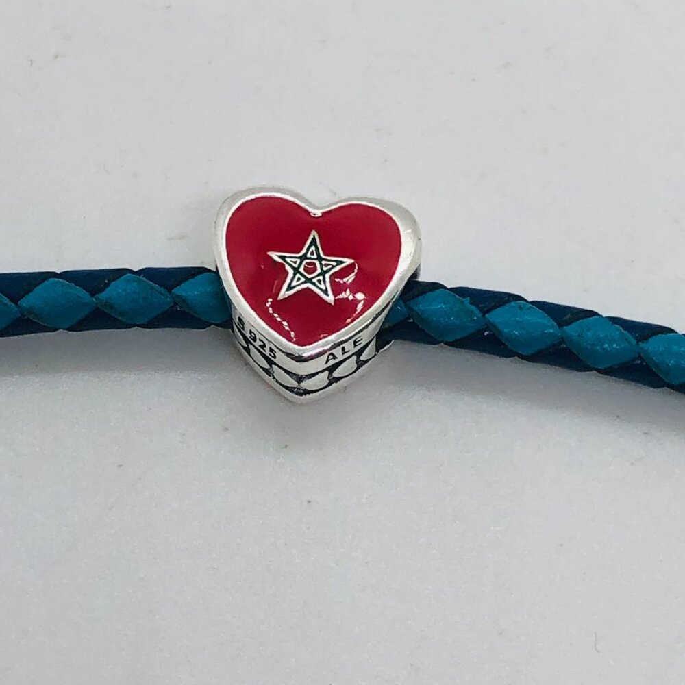 ✨✨Pandora Morocco Flag charm Heart Bead Charm